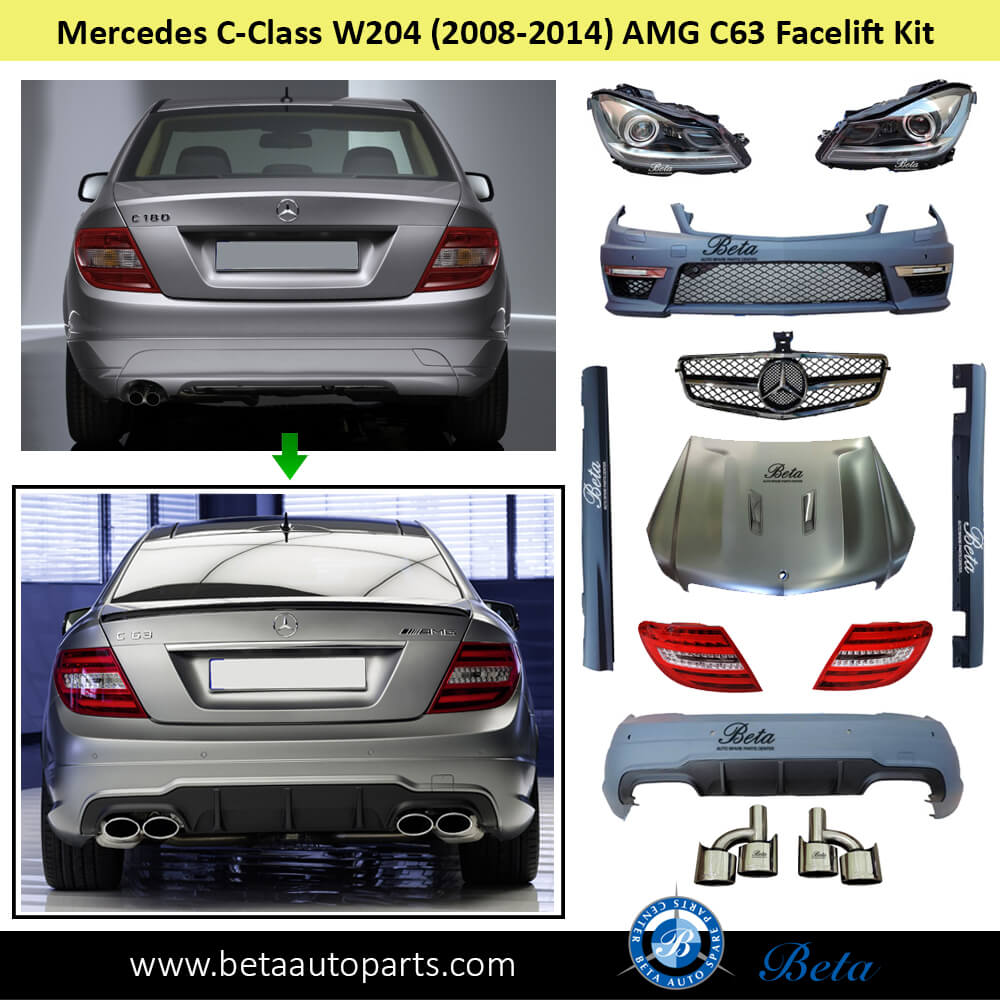 C Class Modifications Mercedes C-Class W204 (2008-2014), AMG C63 Facelift Conversion Kit ...