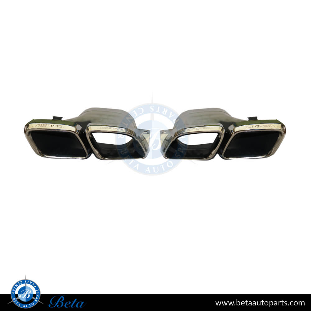 Exhaust Tips AMG C63 Silver Color for Mercedes C-Class W205 2019-up models, Part Number 0004903000 / 0004903100