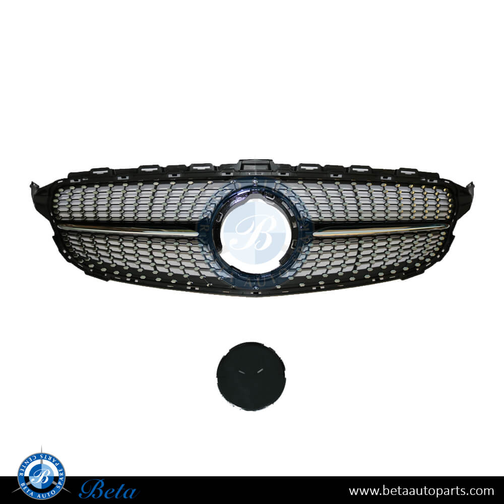 Grille AMG Diamond Look without Camera Hole Black and Chrome color for Mercedes C-Class W205 2019-up models, Part Number 2058881260