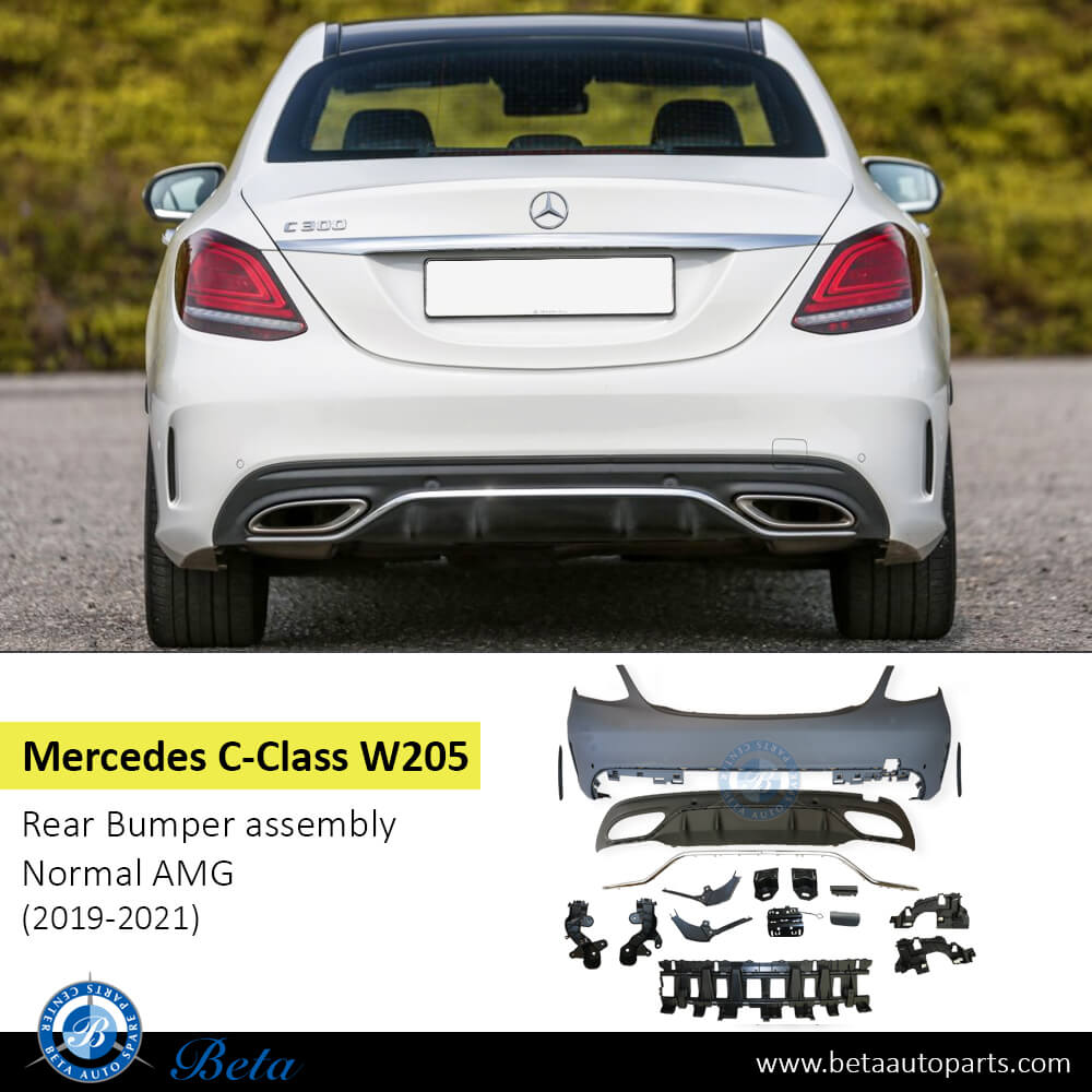 Mercedes C-Class W205 (2019-2021), Rear Bumper with PDC Normal AMG (Si ...