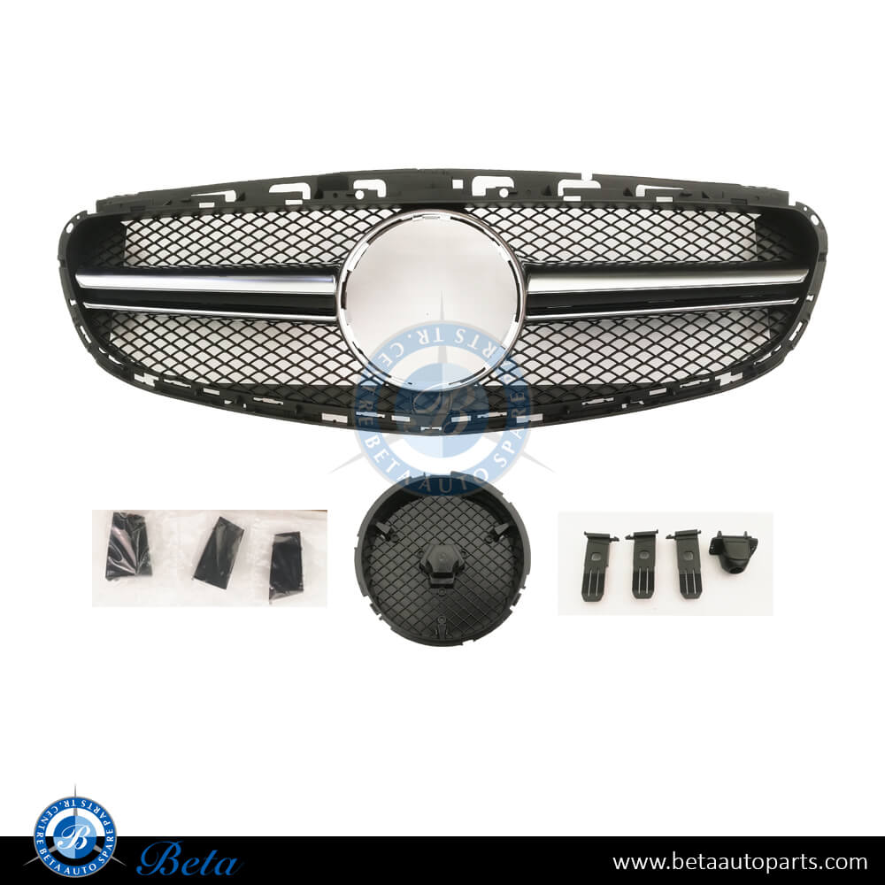 Radiator Grille AMG E63 Look -Silver for Mercedes E-Class W212 2014-2016 models, Part Number 2128851600