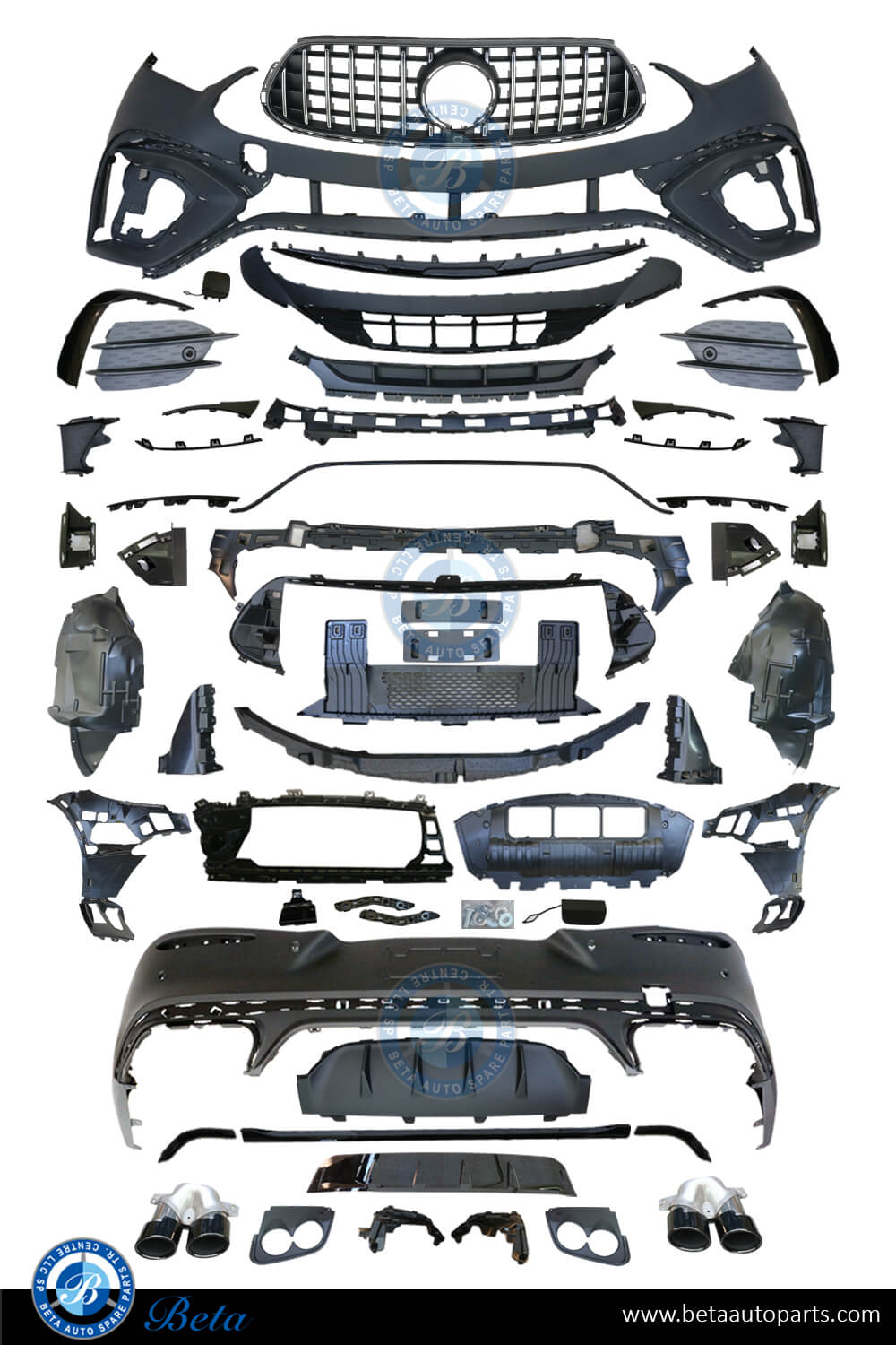 Body Kit Upgrade to AMG GLC43 With Radiator Grille for Mercedes GLC-Class Coupe W254 2023-Up models