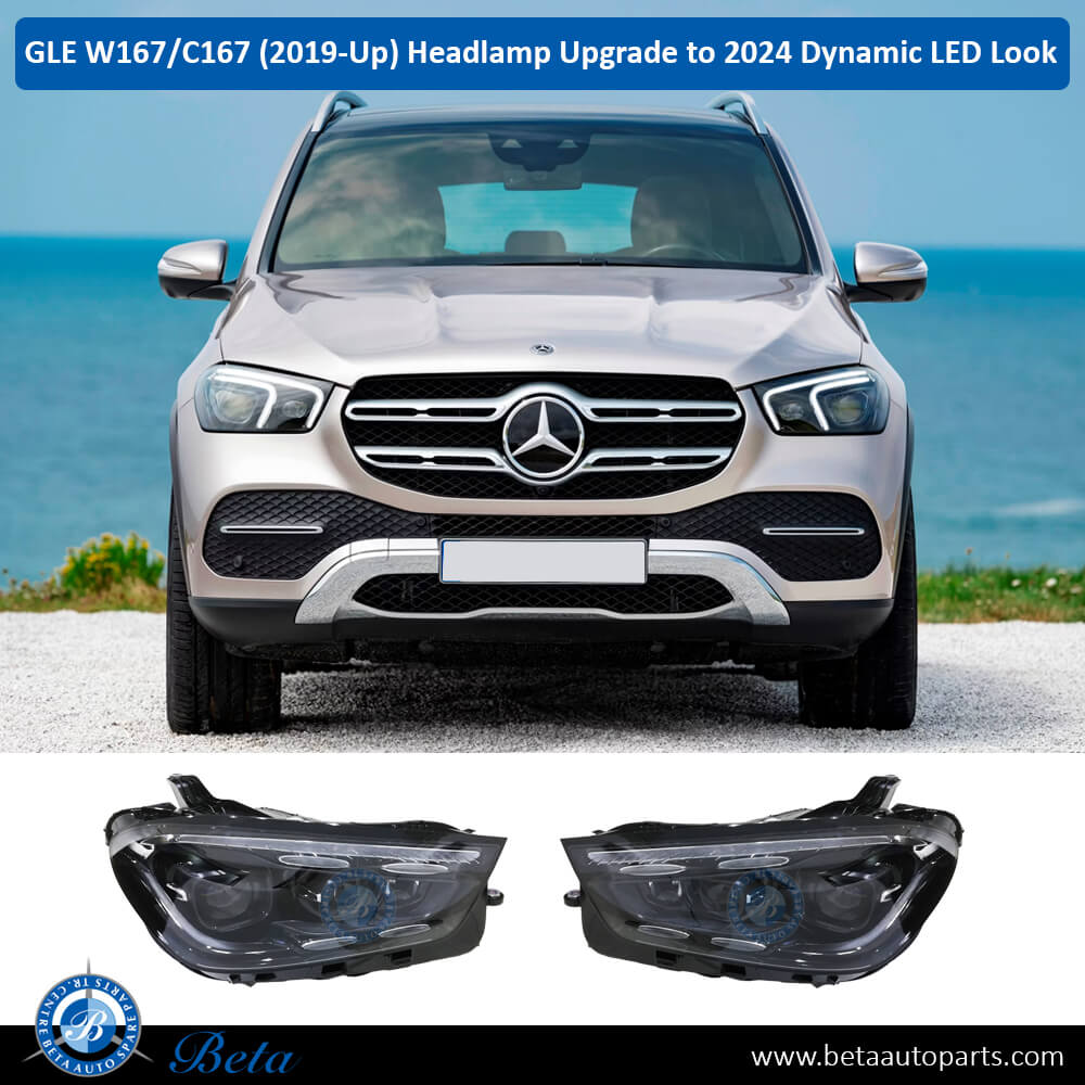 Mercedes GLE-Class W167 / C167 (2019-Up), Headlamp Upgrade from Static LED to 2024 Dynamic LED, China, 1679060303 / 1679060403