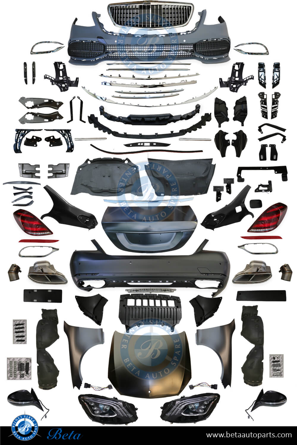 Mercedes S-Class W221 (2006-2013), Body Kit Conversion Upgrade To W222 Maybach Look, China