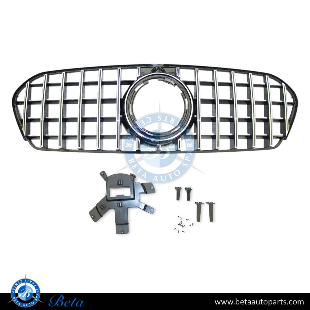 Grille GT Look Black and Chrome color for Mercedes GLE-Class W167 2019-up models, Part Number 1678881A00