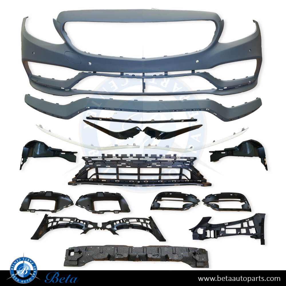 Front Bumper with PDC C63 Look Silver Molding for Mercedes C-Class W205 2019-up models