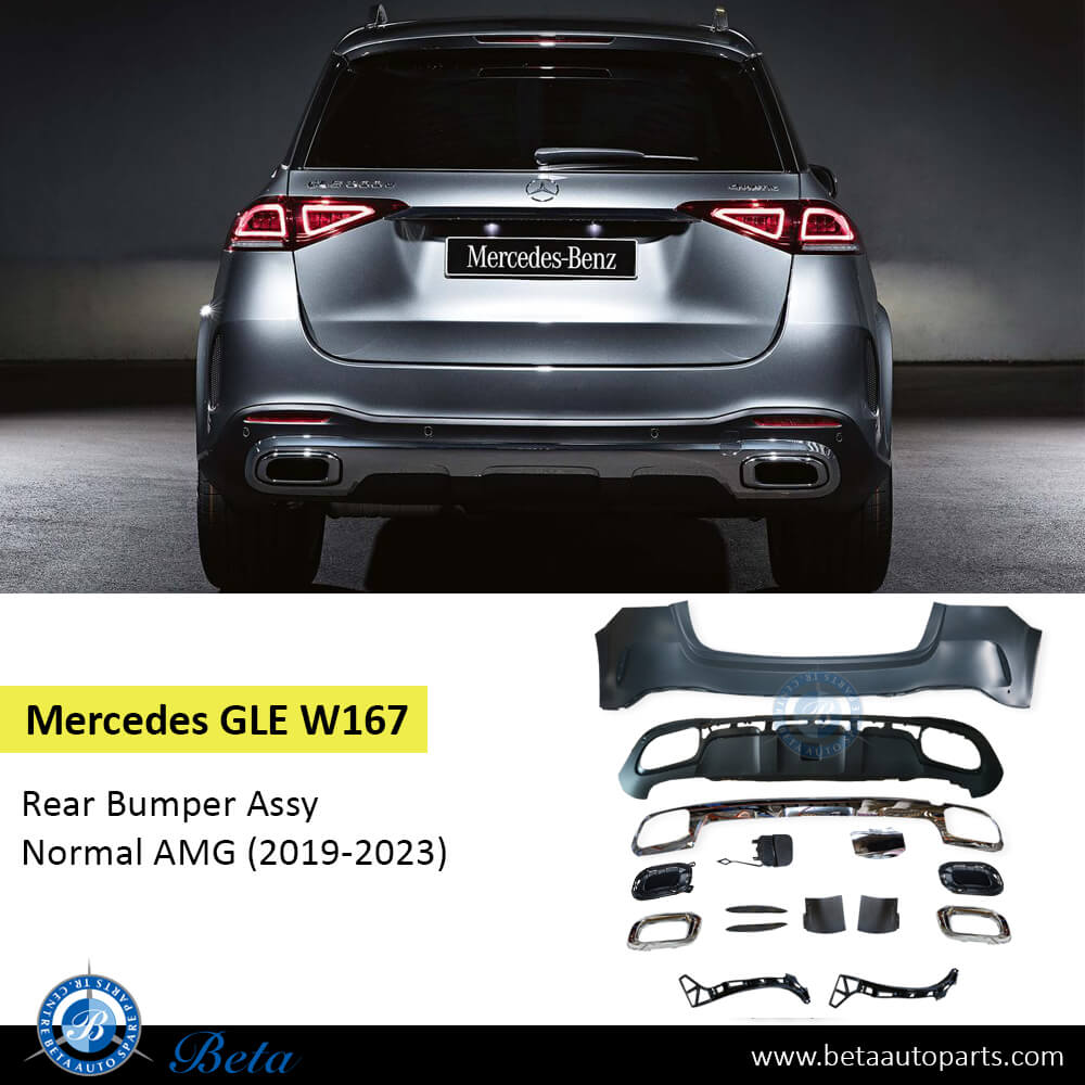 Gle Rear Bumper Different Mercedes GLE-Class W167 (2019-2023), Rear Bumper Normal AMG with Park ...
