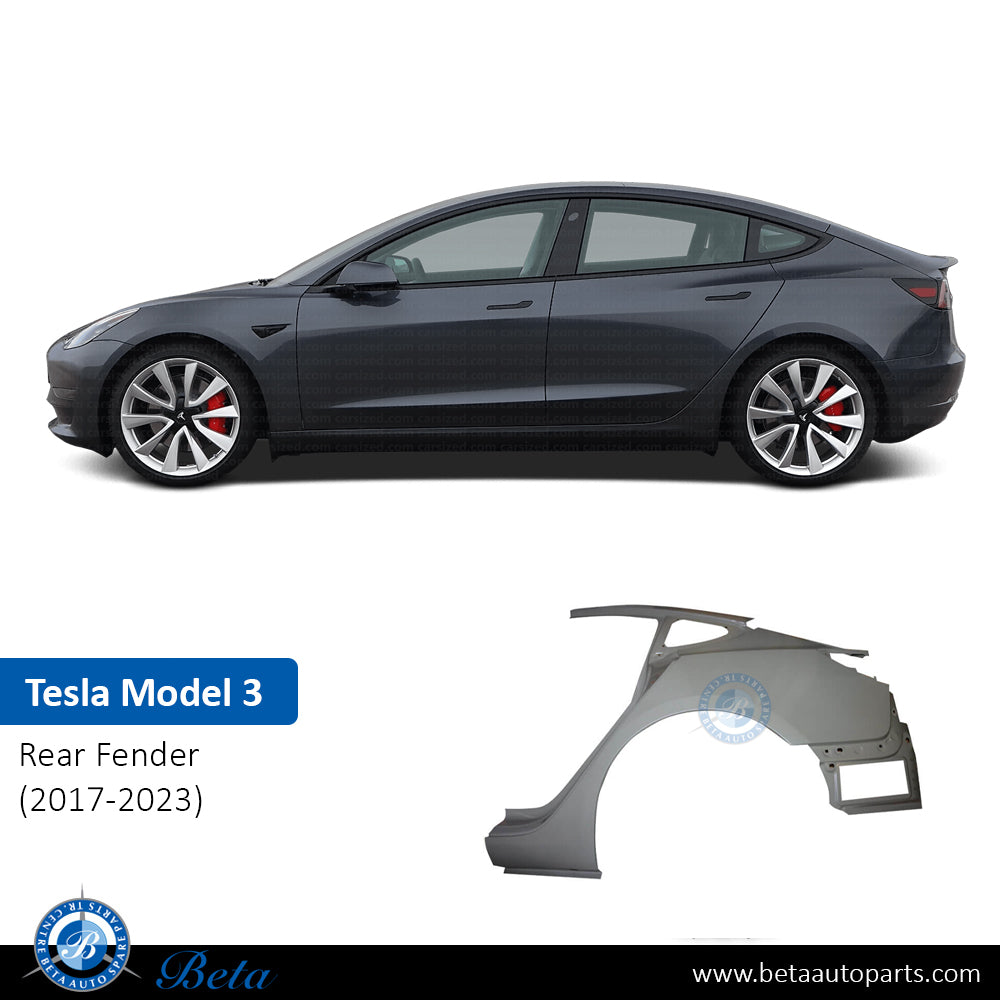 Model 3 Left Rear Tesla Model 3 (2017-2023), Rear Fender (Left), China, 1073677-S0-B ...
